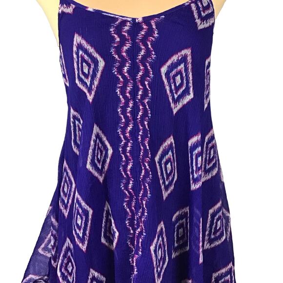 Billabong Rapid Waves Handkerchief Hem Shift Sleeveless Tissue Chiffon Dress S - Picture 6 of 12